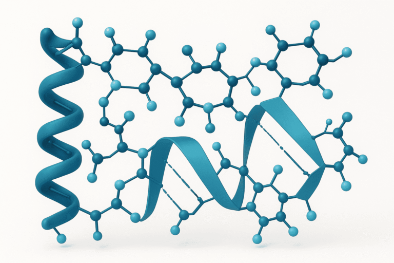 Detailed molecular structure of alpha peptides for research and health optimization.