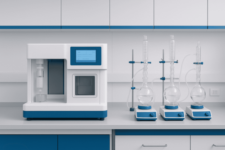 Advanced peptide synthesis machine for research and development.