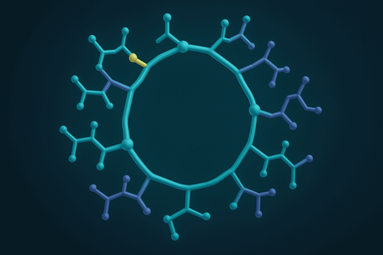Detailed molecular structure of alpha peptides for health and fitness benefits.
