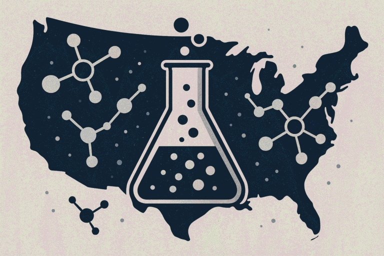 Laboratory research on peptides and molecular science in the USA.