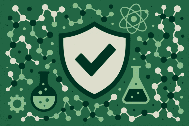 Protection shield icon representing safety and security in peptide research and development.