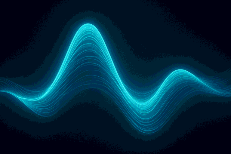 Digital wave with glowing blue lines representing energy flow.