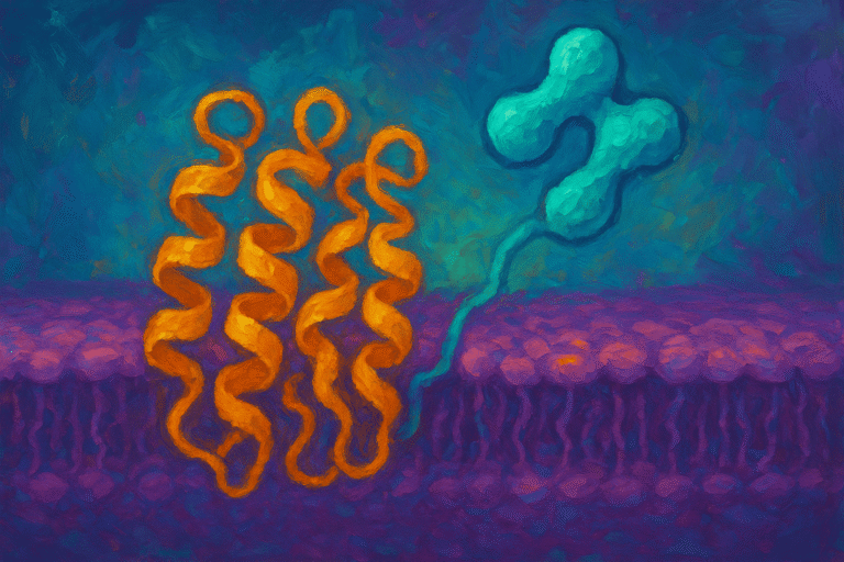 Illustration of triple agonist peptides targeting GLP-1, GIP, and glucagon receptors.
