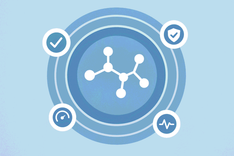 Scientific molecular structure representing peptides for health and fitness.