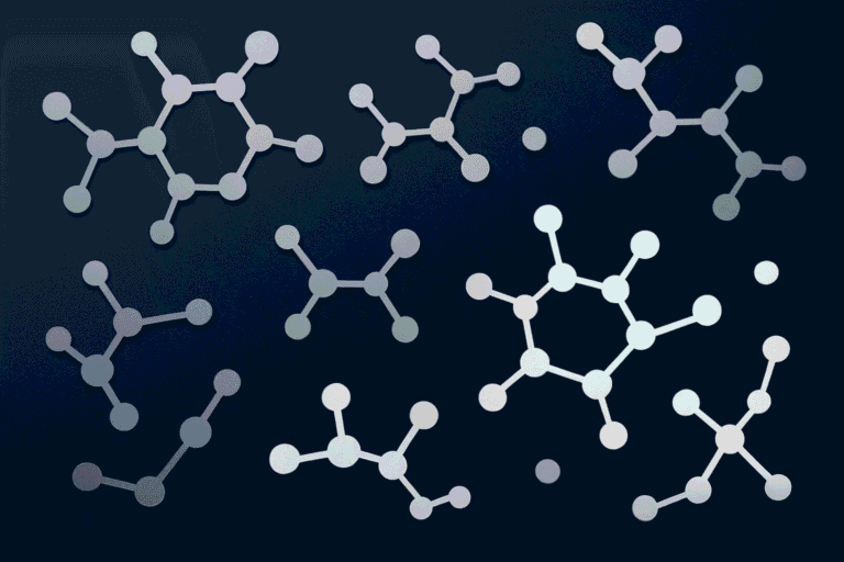 Scientific peptide molecular structures on dark background for research and biotech.