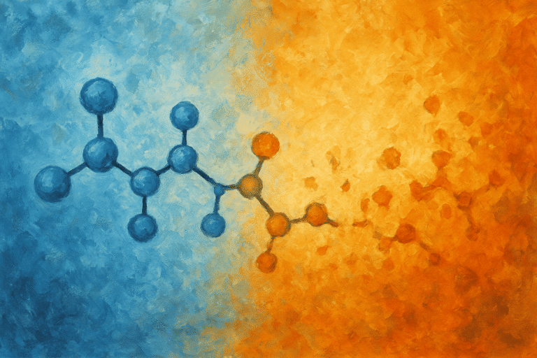 Molecular structure of peptides on colorful background for health and research.