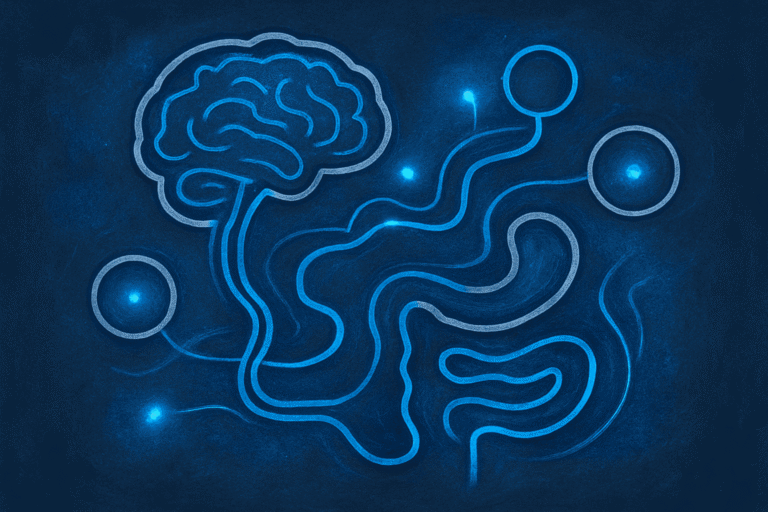 Brain and neural network illustration for peptide research, highlighting neuropeptides and bioactive.