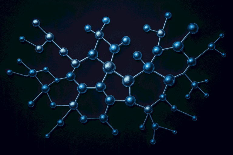 Molecular model of cagrilintide, a peptide researched for appetite regulation and weight management.