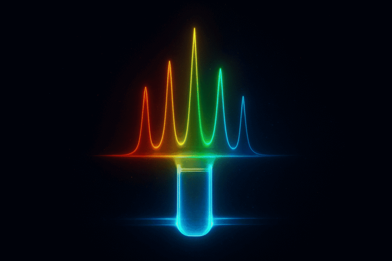 Vibrant neon waveform representing peptide signals for health and research.