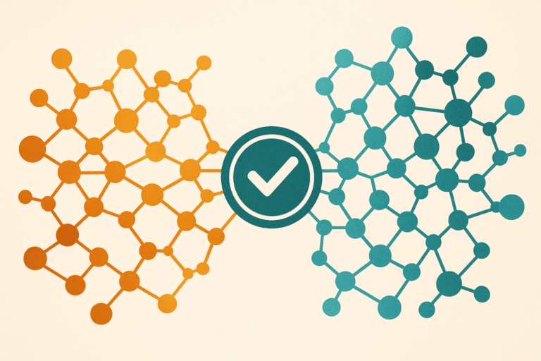Illustration of two molecular structures representing peptides, emphasizing quality and scientific r.