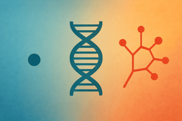 Illustration of peptide chain and molecular structure for peptide research.