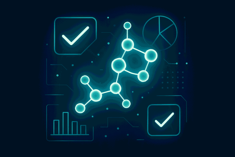 Digital illustration of molecular structures related to peptides and biochemistry.