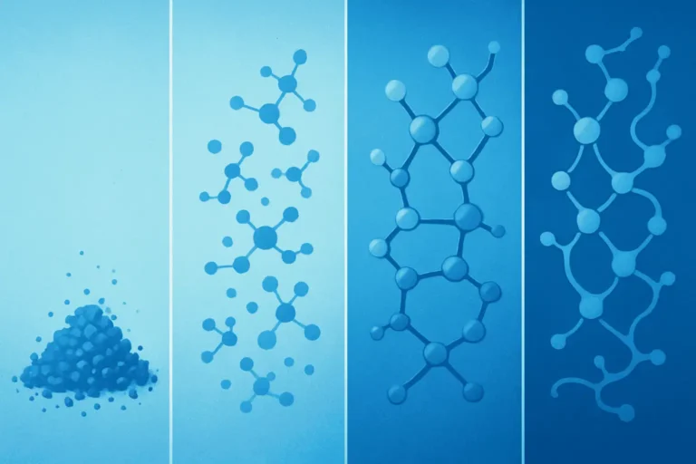 Illustration of peptide molecular structures for health and fitness.