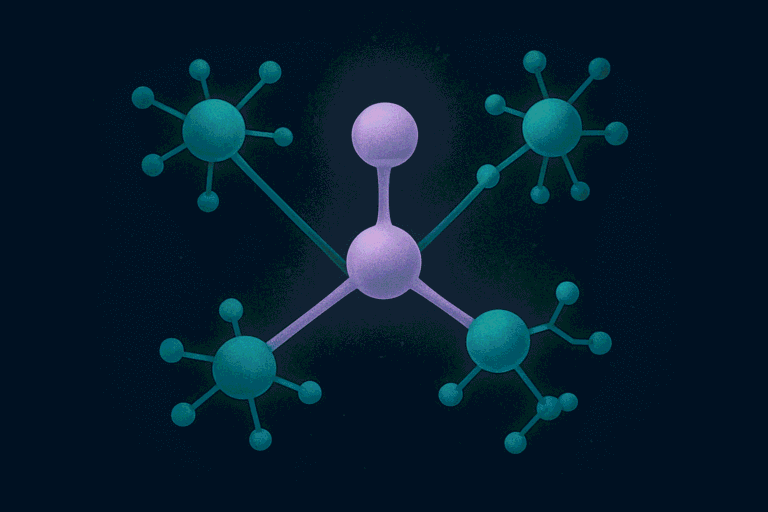 3D model of alpha peptide molecular structure with interconnected atoms and bonds.
