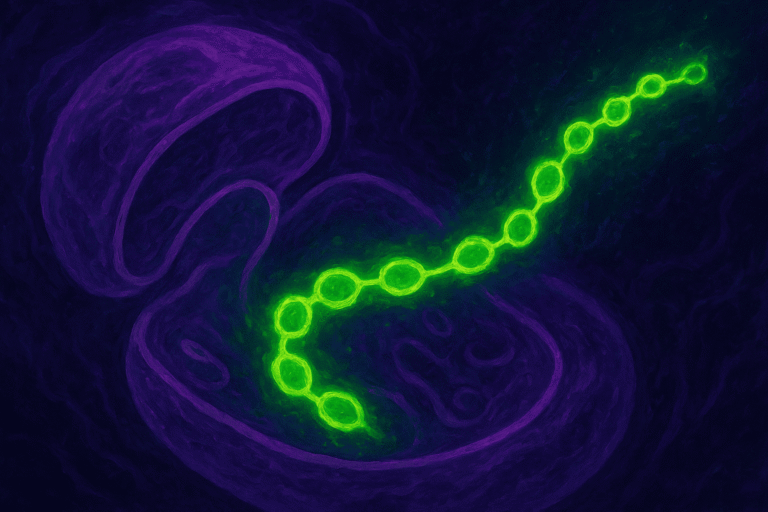 Fluorescent image of peptide chain structure for Alpha Peptides.