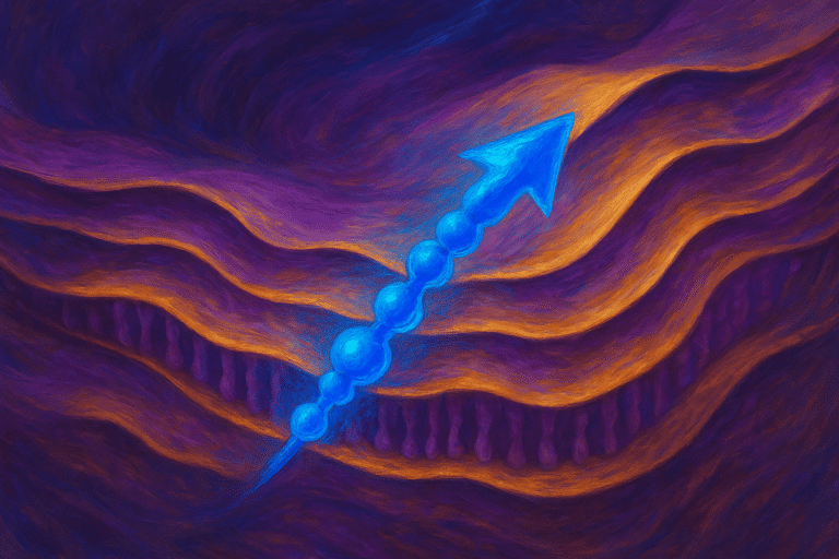 Abstract illustration of a blue arrow representing growth and progress.