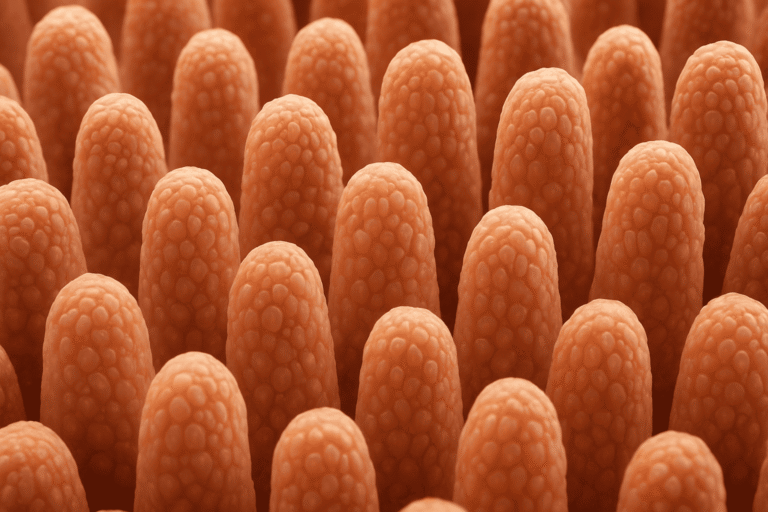 Close-up of peptide microstructure highlighting biomedical research applications.