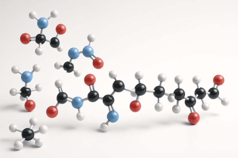 Detailed 3D model of alpha peptides for health and fitness optimization.