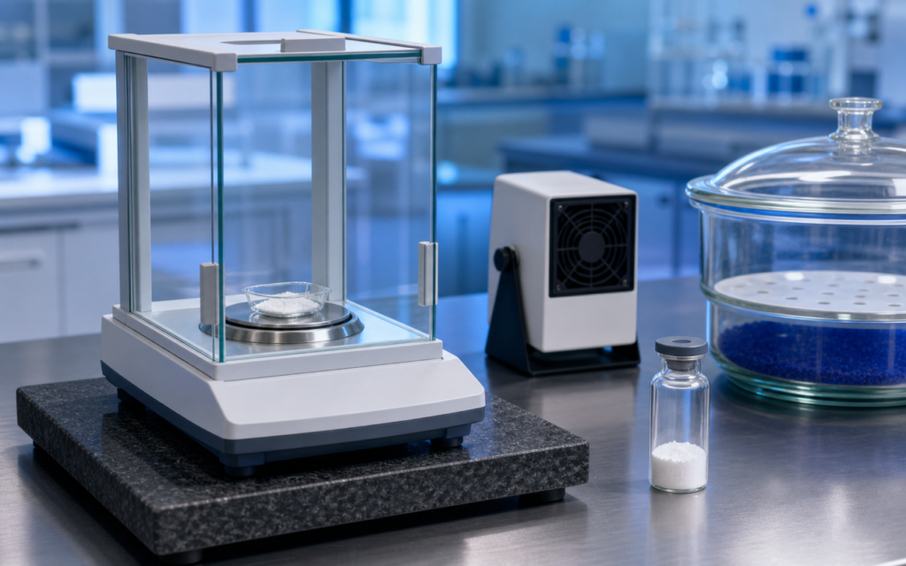 Peptide Weighing Error Balance Calibration Static Charge and Airflow: Lab Guide